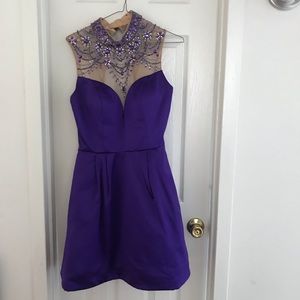 Sherri Hill Royal Purple Beaded Prom Dress